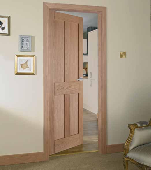 Burford 4 Panel Oak This classic oak door complements traditional and contemporary interiors, and is fitted with matching Burford Contemporary oak veneered skirting and architrave.
