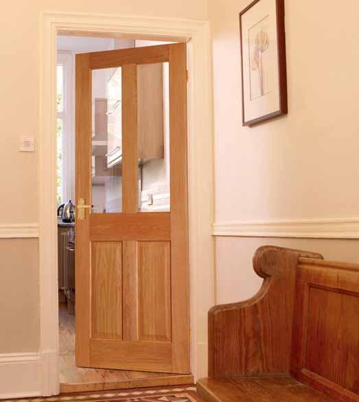 Victorian 4 Panel Oak glazed A simple four panel design door, supplied with two clear glazed panels.