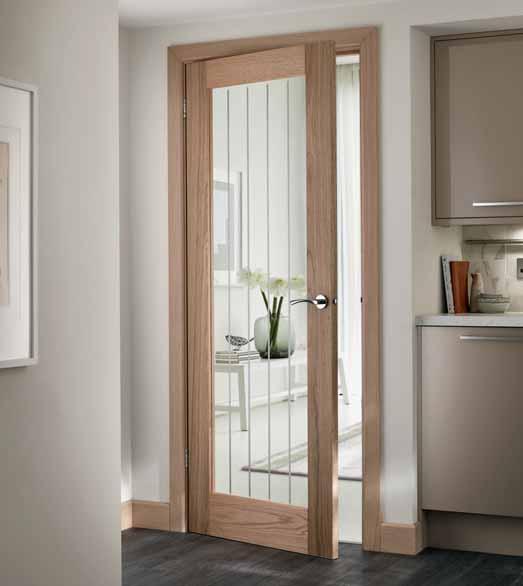 Pre-finished Genoa Oak glazed The glazed option of the pre-finished Genoa Oak door allows light into the room whilst working in both classic and contemporary interiors.