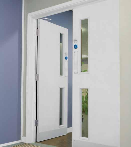Ply 16G glazed This plywood door complies with Part M regulations on minimum zones of visibility.