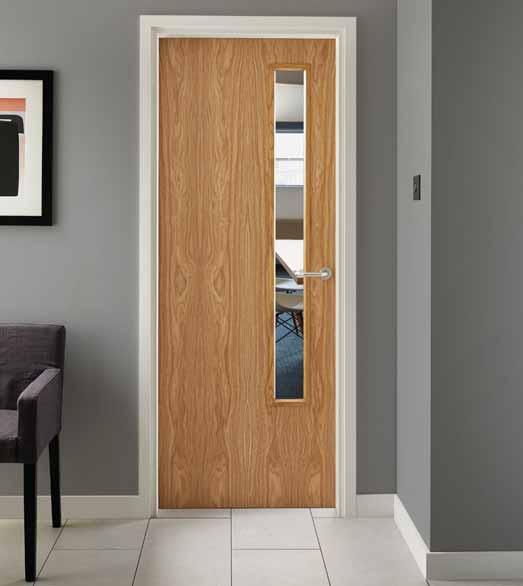 Oak Veneer 20G glazed The clear glazing panel ensures this door complies with Part M regulations on minimum zones of visibility.