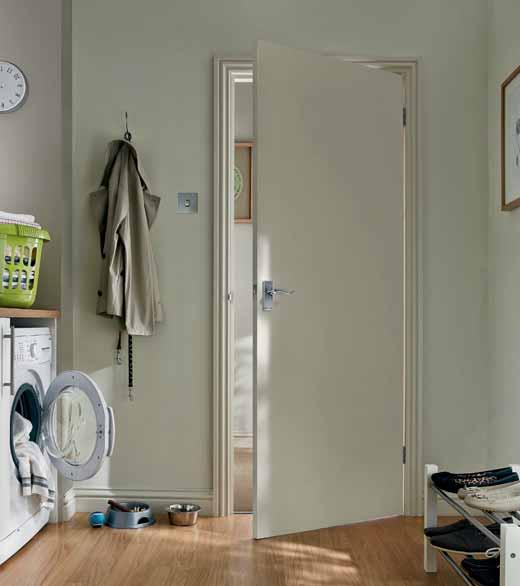 Primed unlipped hardboard This practical door looks good in modern homes, and performs well in commercial and contract settings.