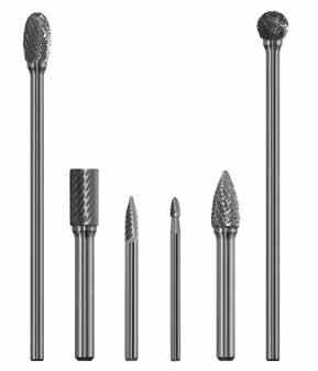Technical Support Information Selection by size Miniature Carbide Burs: These micro tools are made in a solid carbide construction, offering greatest rigidity and are ideal for small and delicate