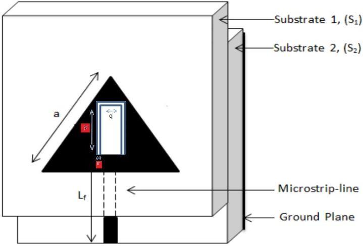 II. ANTENNA DESIGN CONSIDERATION In this article the proposed antenna has been designed for the frequency of 3 GHz using the relations present in the literature for the design of equilateral