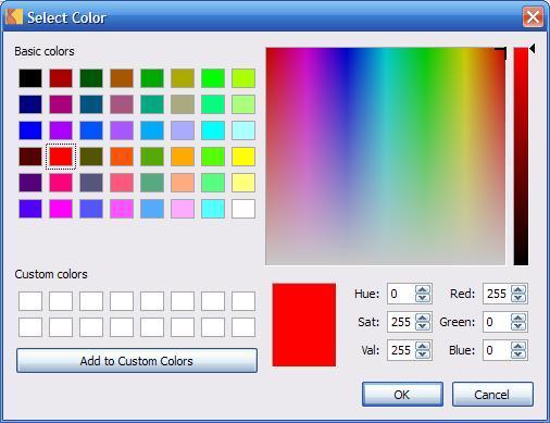 Select a Color - The Color Selector allows you to select any color and apply it to the chart while you add stitches or borders, or you can change to the Color painting mode and change the color of
