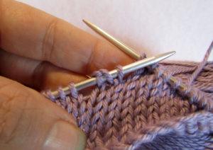 STEPS FOR REDUCING THE DOUBLE STITCH Step 1 (RS): Work to the