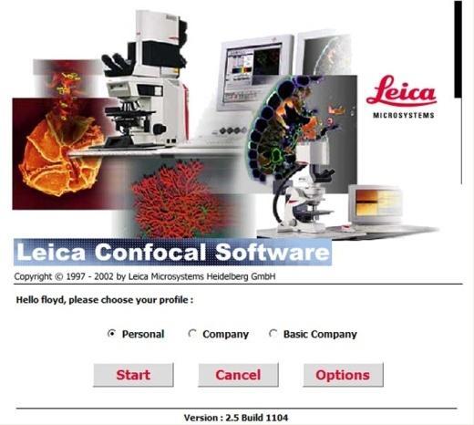 The Leica software will startup and you will see the Leica Confocal Software