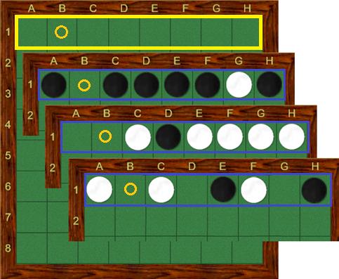 Then, 8 horizontal cells are coded by 10111121 for the left board, and 00212222 for the right board.