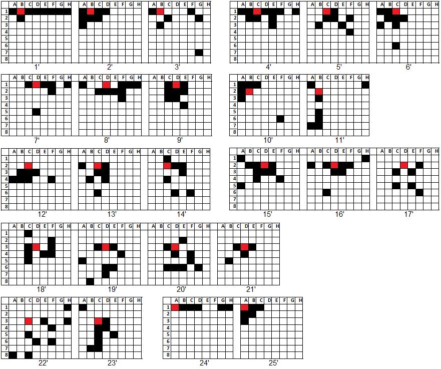 Figure 5.6: 25 pattern shapes after the evolution conditions.