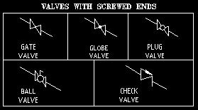 Screwed Valves : You can draw gate, globe, plug, ball and check valves with this option. For check valve, you have to select line angle through dialog box.