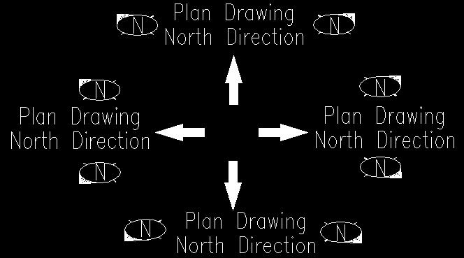 A north arrow shows North direction with respect to North direction in GA drawing.