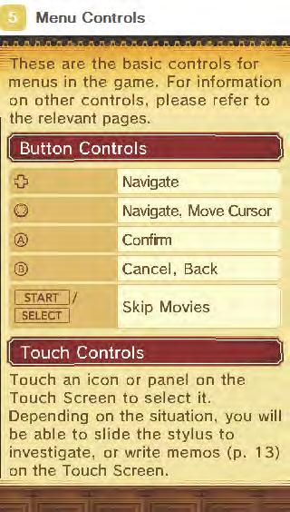 Menu Controls ~These are the basic controls for menus in the game. For information on other controls. please refer to the relevant pages. ~ Button Controls 0 0 l:j!