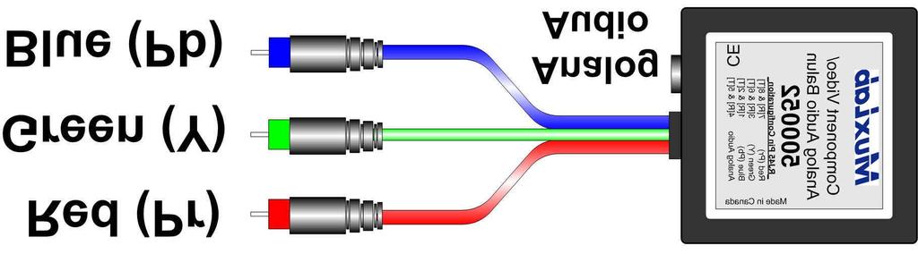 component video coaxial cable output of the video source according to the color code of the RCA cable leads. 7.
