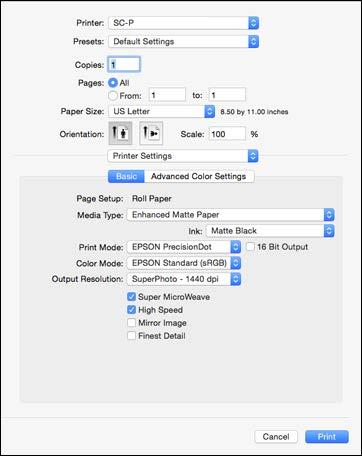 Printing Your Document or Photo - OS X Once you have selected your print settings, you are ready to print. Click Print at the bottom of the print window.