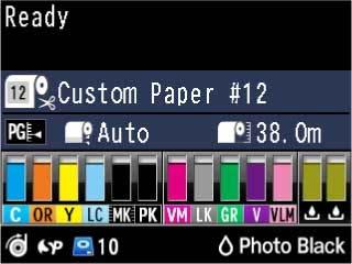 15 The Check ink light 16 The Check paper paper light LCD Screen Display 1 Status messages 2 Paper source and the selected Paper Type The icon indicates the current