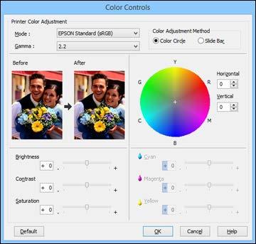 Advanced Color Controls - Windows If you selected Custom as the Mode setting and Color Controls from the dropdown menu, you can click the Advanced button to select detailed settings.
