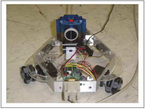 camera should also be connected to the computer USB port and is kept on the slave robot as shown in the fig 6.8 below.