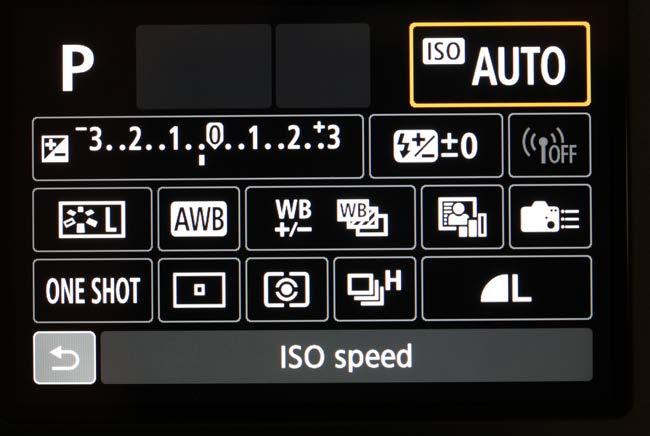 If you are in the Auto +, CA or the SCN modes the display will be different, as the only options selectable will be the drive speed, the file format and a few creative options within the PIC/CA modes