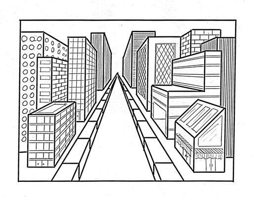 As you can see in this example of linear perspective, in which parallel lines recede toward a common vanishing point, the illusion of 3-D space is created on a 2-D surface.