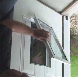 Step 6: Separate the Interior and exterior door frames. Remove the Insulated Security Panel from the inside frame.