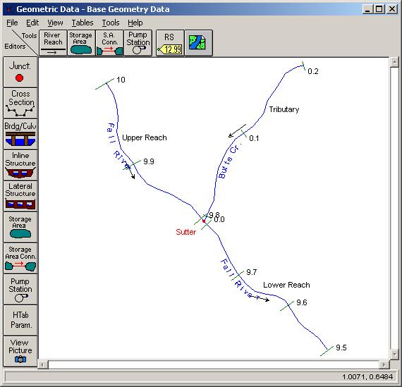 Once you have finished drawing in the river system, there are several options available for editing the schematic.