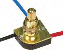 1 2" 6" 3/4" 250 80-1124 Brass Finish 80-1128 Brass Finish On-Off Lighted Push Switch, Plastic Bushing, Single Circuit.