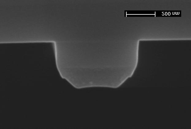 4c). Fig. 4a shows a photonic wire before photoresist removal and cleaning, where a vertical sidewall can be clearly observed.