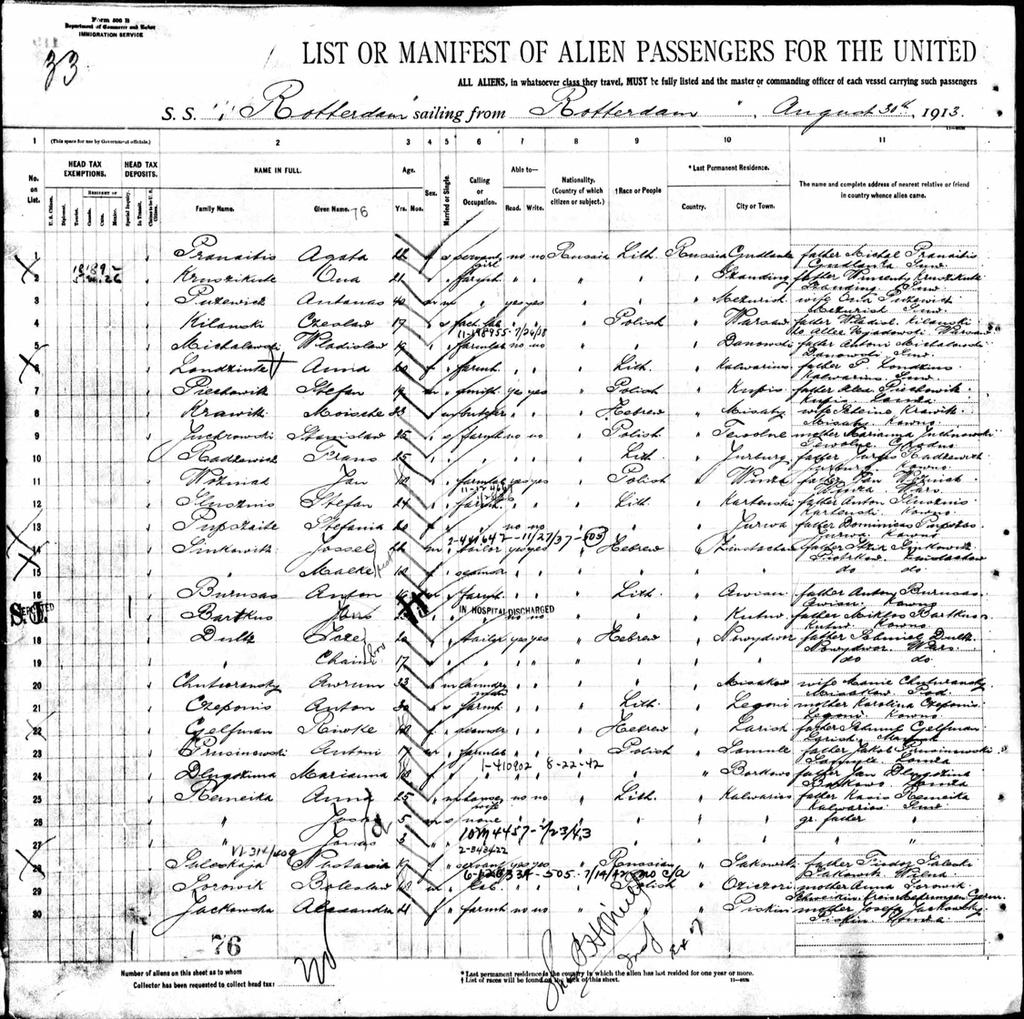 New York Passenger Lists, 1820-1957 September 8, 1913 Name: Chaim Dultz Arrival Date: 8 Sep 1913 Birth Year: abt 1896 Birth Location: Russia Birth Location Other: nowodwor Age: 17 Gender: Male