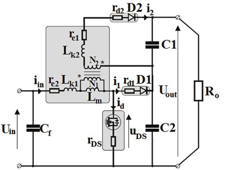 Vol. 63(2014) Boost-flyback converter for grid-connected inverter 399 C 1 and C 2 are sufficiently high so that during the one period of converter operation the voltage on them does not change.