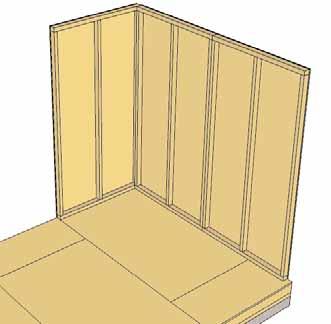 Rear Solid Wall 2x3 wall framing flush with outside of plywood. 18.