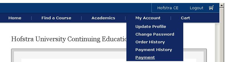Making Additional Payments Via Your Student Portal Account Under your My Account icon in your portal account select Payment.