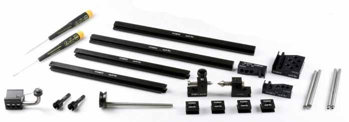 Kit Opti-Set Rotation 551058 Kit, consisting of 23 parts, for construction of a basic frame with the dimensions of 250 mm x 200 mm, for fixing parts with rotationally symmetrical parts with and