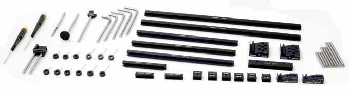 Kit Opti-Set Advanced 551059 Kit, consisting of 51 parts, for construction of a basic frame with the dimensions of 400 mm x 250 mm, for fixing parts with complex part geometry.