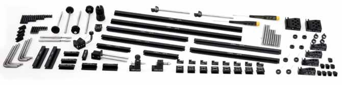 Kit Opti-Set Professional Very complex kit, consisting of 115 parts, for construction of a basic frame with the dimensions of 400 mm x 250 mm, for fixing parts with very complex part geometry.