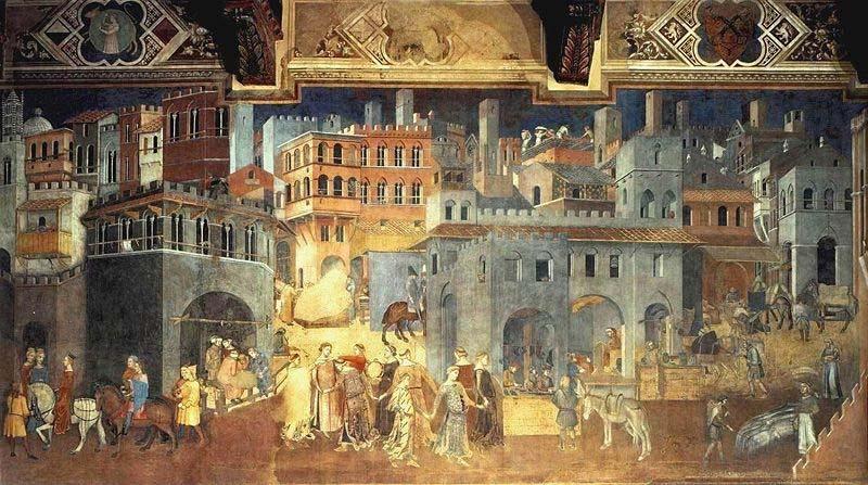 33 Detail of The Effects of Good Government, a fresco in the City Hall of