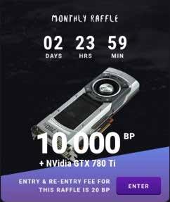 06 / KEY FEATURES 6.3 Raffles Raffles can be held at any time on the platform. They are set up by tournament managers or by the brand using their brand profile.