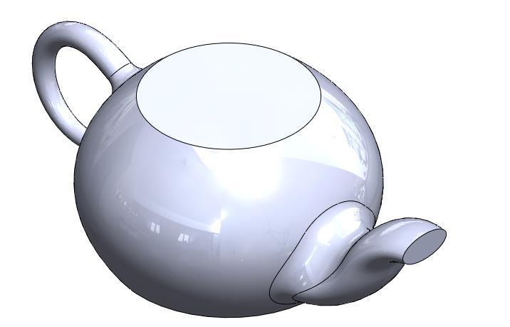 To resulting tea pot should look like the following: To create the cavity inside the tea