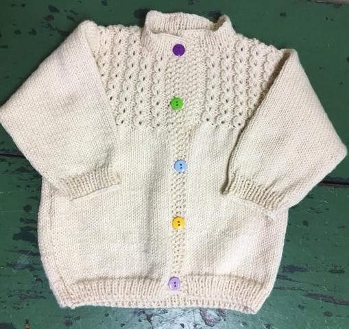 Class: Baby Cardigan Cost: $65 Dates/Time: Tuesday mornings, Oct. 17, 31 & Nov.