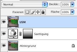 Use, for example, the gradient tool to reduce saturation in the foreground as shown in the lower palette.