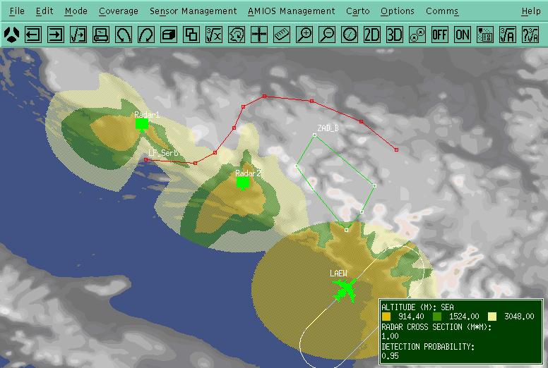 Figure 1: Radar Coverage Obtained from MUSE Tool. 3.3 Radar Mode Management The Radar will use a number of different modes for Classical Air Defense or for ATBM Defense.