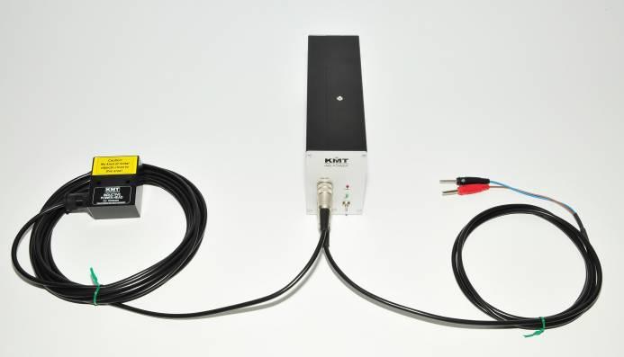 then the DC power cable on the DC In 10-30V socket. The two banana plugs have to be connected to a DC power source with red on +10-30V DC and black on 0V.