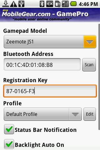 GamePad Model Selecting Your GamePad Now that the GamePro GamePad manager application is installed on the Android handset, GamePro needs to be configured