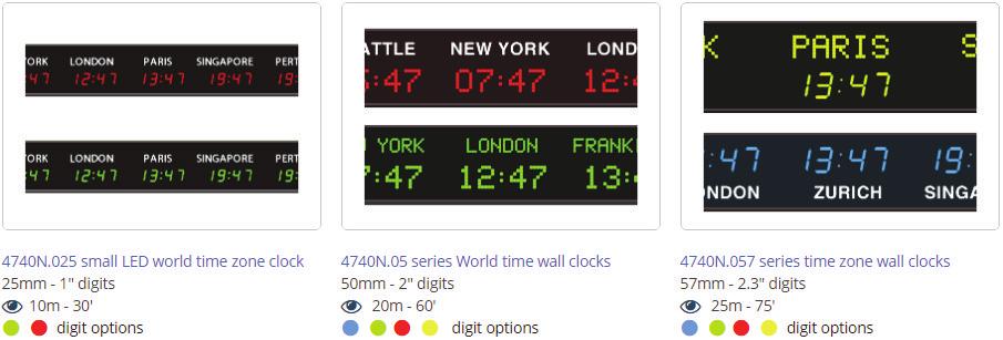 World time zone wall clock range Ultra reliable professional time zone clocks designed for simple 'plug and play' installation