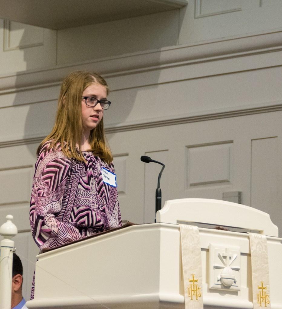 Isabel Trafton, a former NETkids group member, spoke on Stewardship Sunday about the importance of this program and what it has meant
