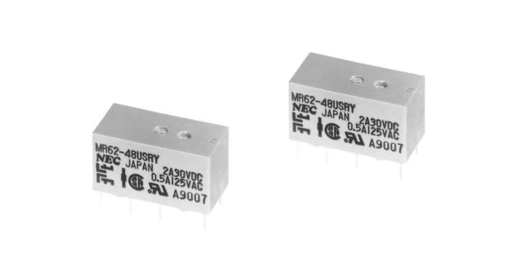 DATA SHEET MINIATURE SIGNAL RELAY MR62 SERIES General purpose type The MR62 series is a nonlatch type relay with 2 from c contact arrangements, and suitable for the switching of signals in