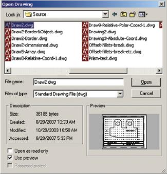 basics of A+cad 3. Pick the down arrow to the right of the Look in droplist until you have selected the folder in which files are stored. See Figure 1.