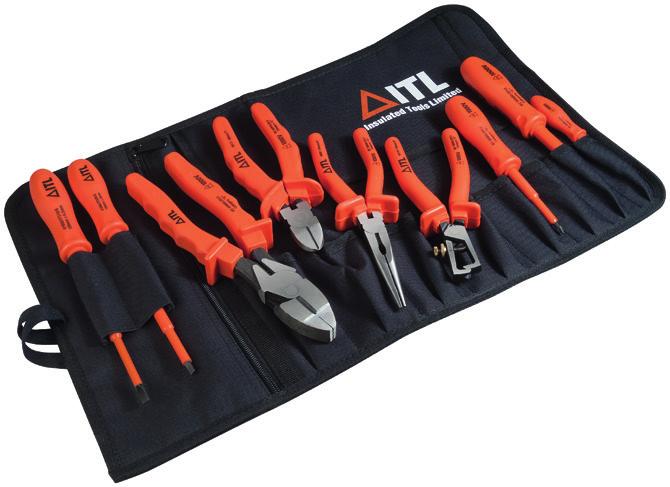 Orderline 0800 195 0006 ELETRIIAN'S 9 PIEE BASI KIT WITH ROLL ITL INSULATED HAND TOOLS An Electricians Kit containing a selection of versatile tools.