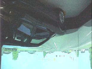 The study recorded driver information using a 20-inch monitor, a large screen video projector, and a large screen cinematic display.