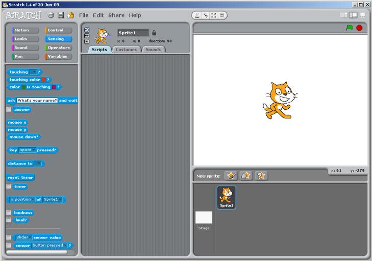 The Stage Start up a new file in Scratch.