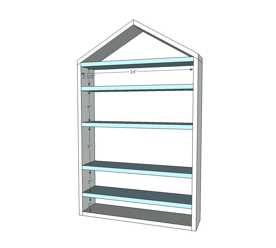 [23] Add shelves. Use the shelf dividers as spacers to help you place the shelves.